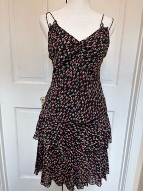 Trina Turk Black Mini Skirt set with Pink & Cream Floral Print